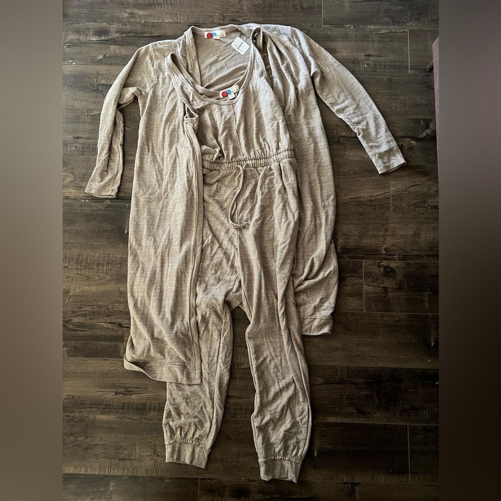 Free People Bi coastal jumpsuit and long cardigan set